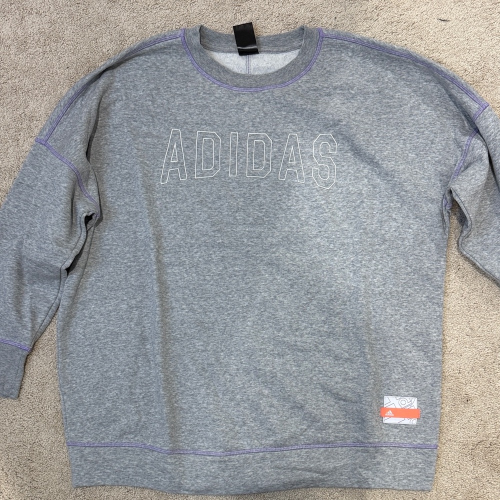 Adidas Heather Gray Crewneck Sweater - Picture 2 of 3
